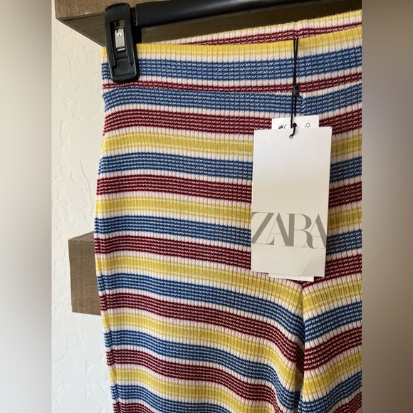 Zara| Beachy Knit Flare Pants in Neutral Stripes, Size Small, NWT•••Boho - Picture 6 of 14